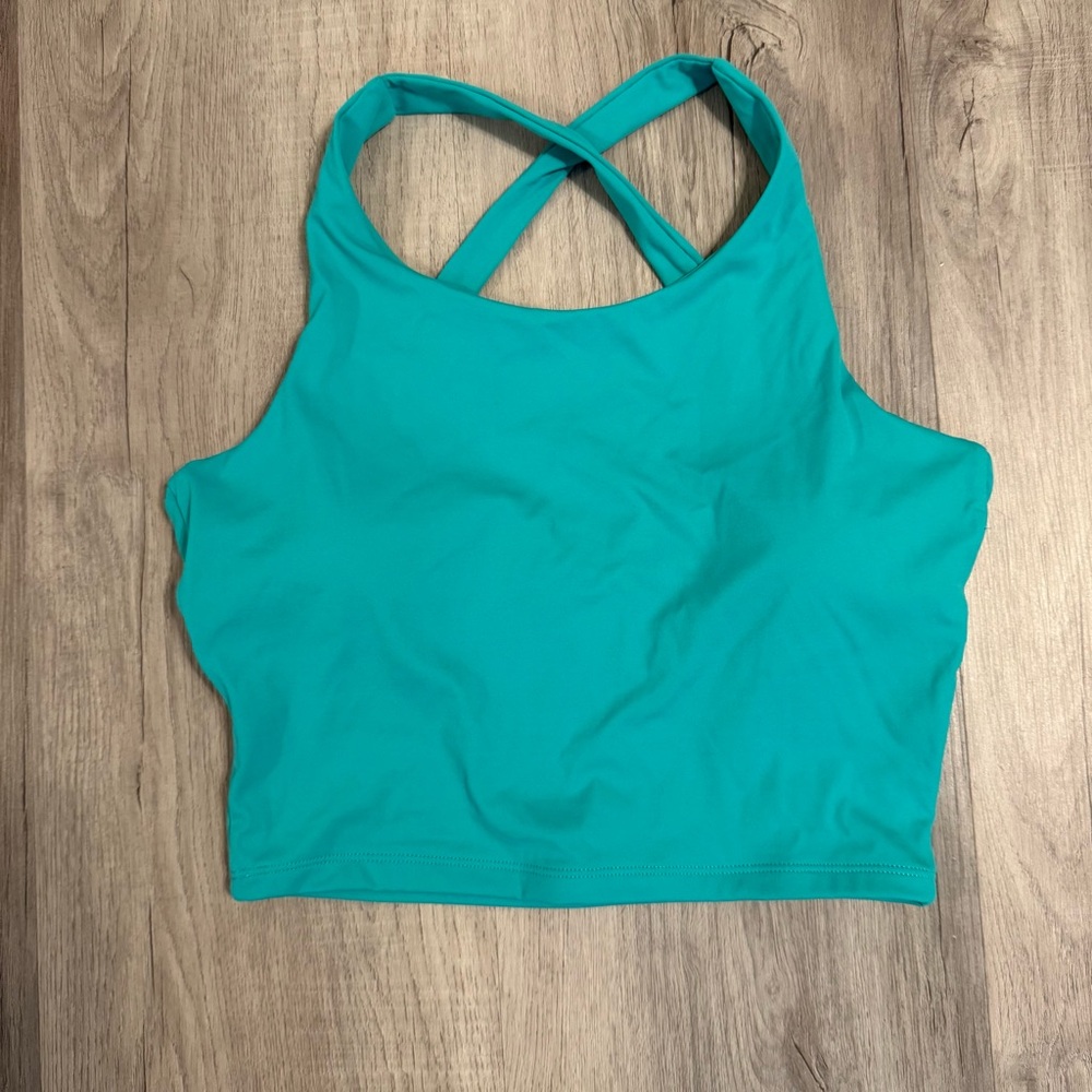 ⭐️ Vibrant Teal Cross-Back Crop Top